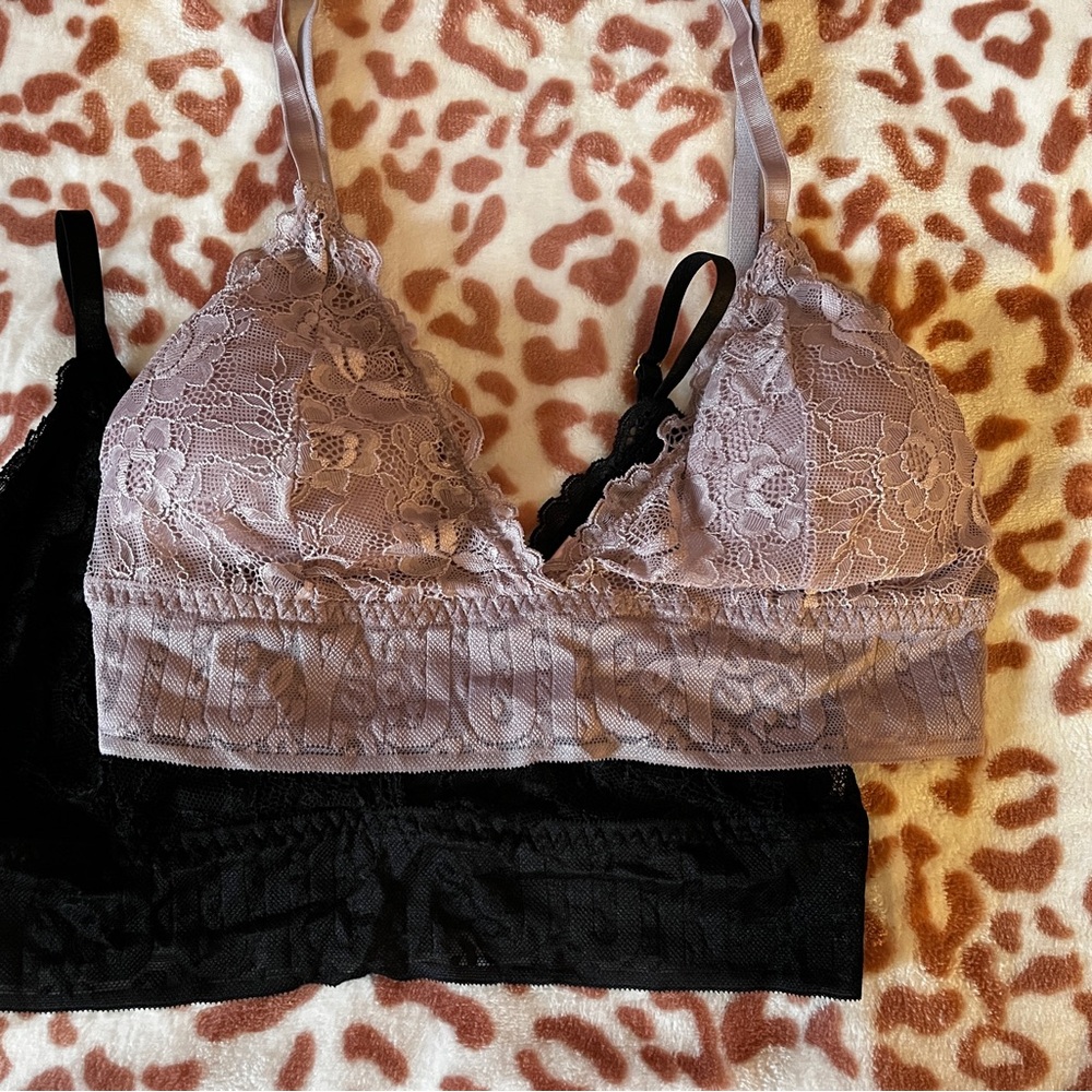 Juicy Couture Lace Bralette Duo in Lavender and Black